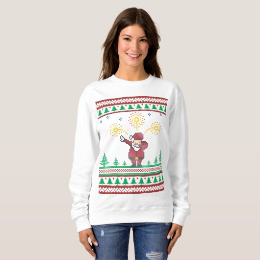 Dabbing Santa Claus Ugly KerstSweater Trui (Voorkant volledig)