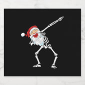 Dabbing Santa dab dans skelet Sparkling Wijnetiket (Enkel label)