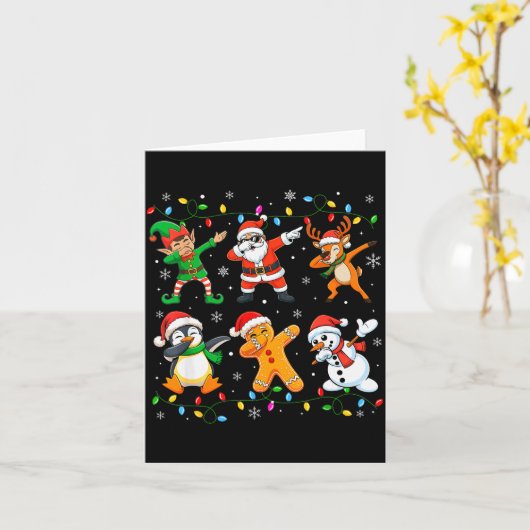 Dabbing Santa Elf Friends Christmas Boys Girls Men Kaart (Gele Bloem)