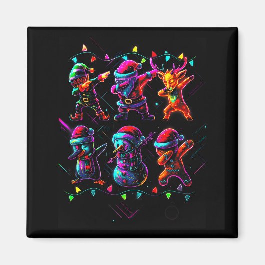 Dabbing Santa Elf Friends Christmas Boys Girls Men Magneet (Voorkant)