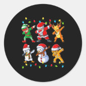 Dabbing Santa Elf Friends Christmas Boys Girls Men Ronde Sticker (Voorkant)