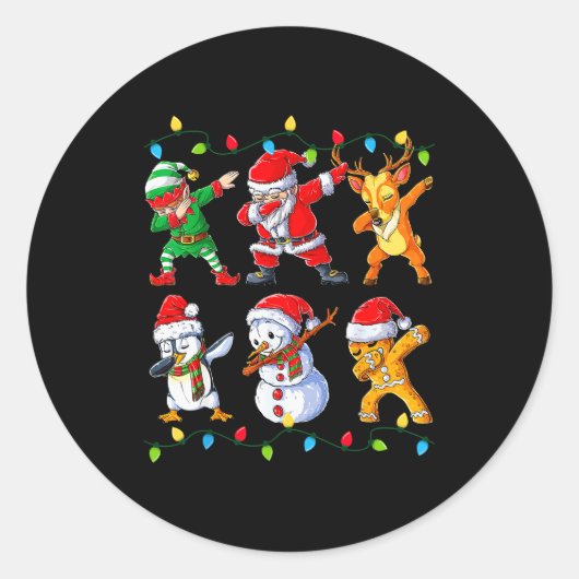 Dabbing Santa Elf Friends Christmas Boys Girls Men Ronde Sticker (Voorkant)