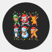 Dabbing Santa Elf Friends Christmas Boys Girls Men Ronde Sticker (Voorkant)