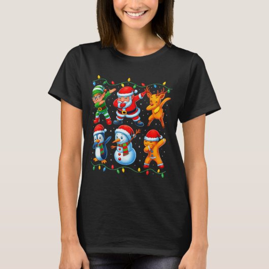 Dabbing Santa Elf Friends Christmas Boys Girls Men T-shirt (Voorkant)