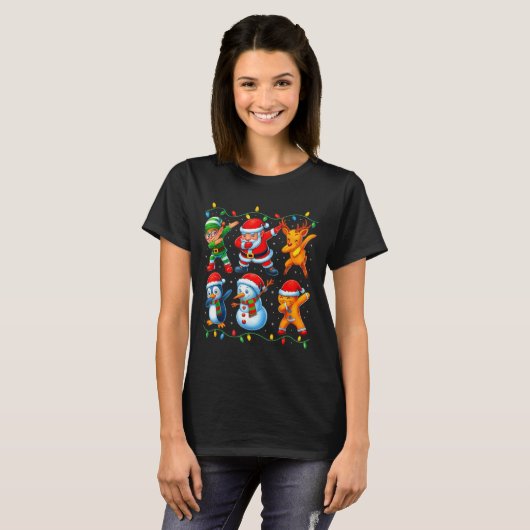 Dabbing Santa Elf Friends Christmas Boys Girls Men T-shirt (Voorkant volledig)