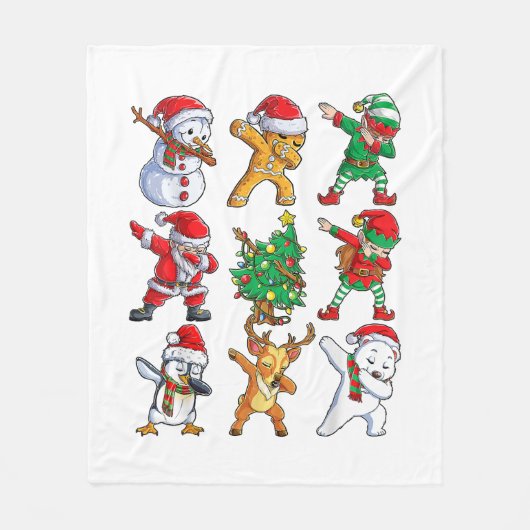 Dabbing Santa Elf Friends Kerstboys Girls Mannen Fleece Deken (Voorkant)