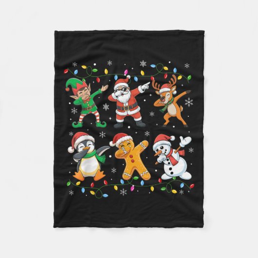 Dabbing Santa Elf Friends Kerstboys Girls Mannen Fleece Deken (Voorkant)