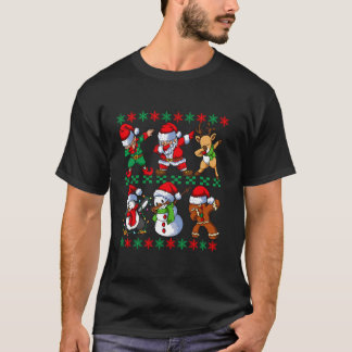 Dabbing Santa Elf Friends Kerstboys Girls Mannen T-shirt