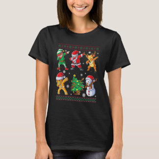 Dabbing Santa Elf Friends kerstboys Mannen T-shirt