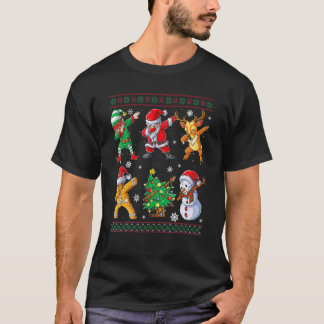 Dabbing Santa Elf Friends kerstboys Mannen T-shirt
