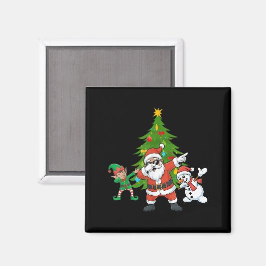 Dabbing Santa Elf Friends kerstjongens meisjes Xma Magneet (Voorkant / Achterkant)
