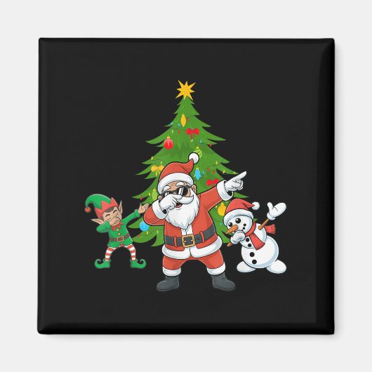 Dabbing Santa Elf Friends kerstjongens meisjes Xma Magneet (Voorkant)
