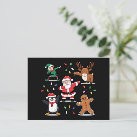 Dabbing Santa Elf Friends Kerstmis Dab Feestdagenkaart (Staand voorkant)