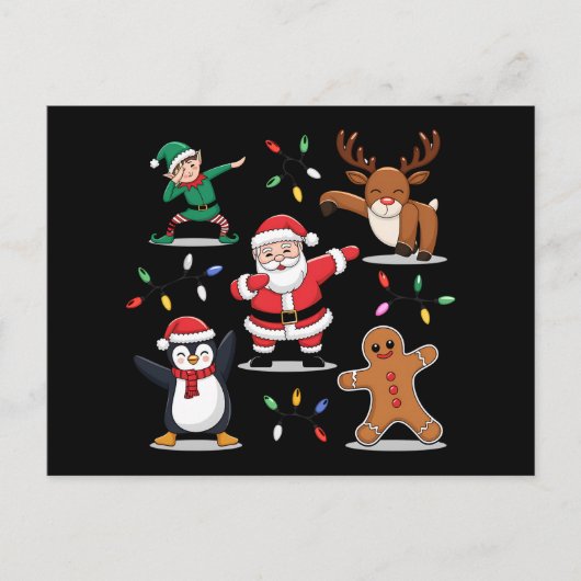 Dabbing Santa Elf Friends Kerstmis Dab Feestdagenkaart (Voorkant)