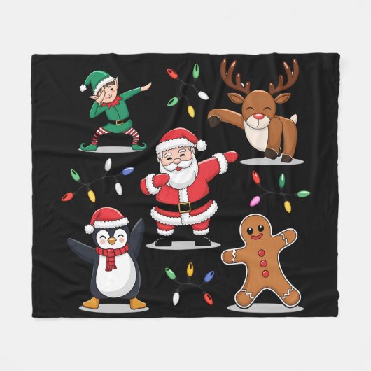 Dabbing Santa Elf Friends Kerstmis Dab Fleece Deken (Voorkant (Horizontaal))