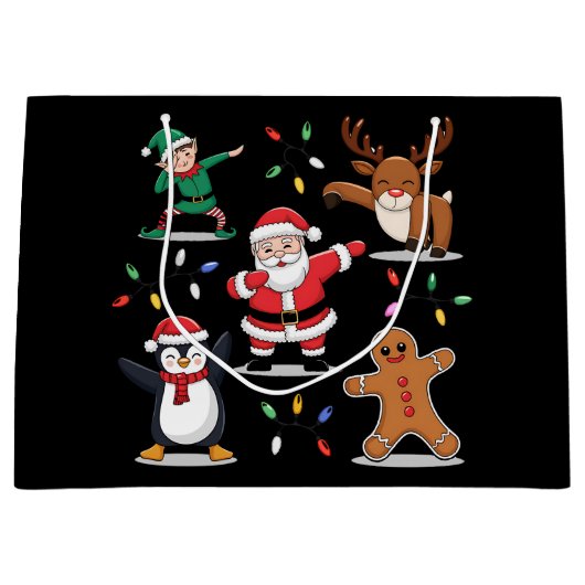 Dabbing Santa Elf Friends Kerstmis Dab Groot Cadeauzakje (Voorkant)