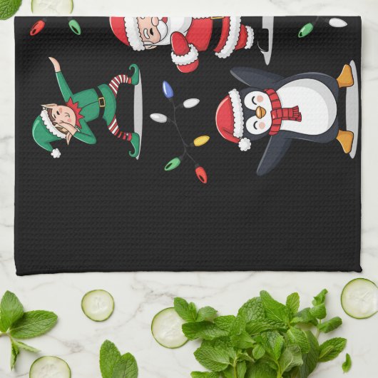 Dabbing Santa Elf Friends Kerstmis Dab Theedoek (Gevouwen)