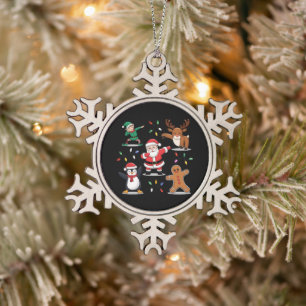 Dabbing Santa Elf Friends Kerstmis Dab Tin Sneeuwvlok Ornament