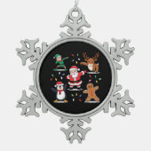 Dabbing Santa Elf Friends Kerstmis Dab Tin Sneeuwvlok Ornament (Voorkant)