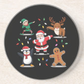 Dabbing Santa Elf Friends Kerstmis Dab Zandsteen Onderzetter (Voorkant)