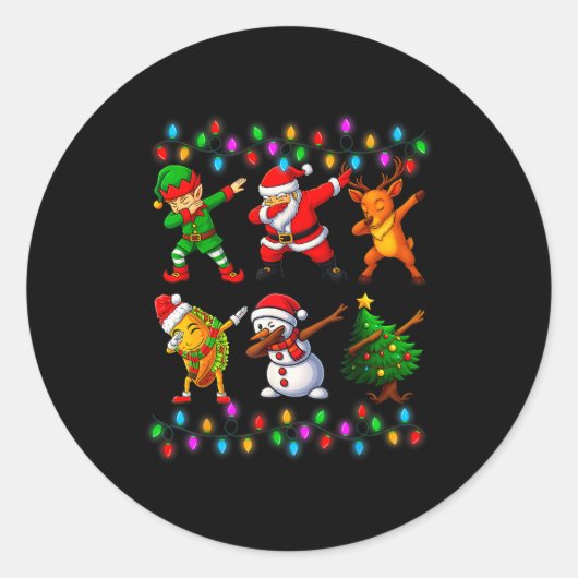 Dabbing Santa Elf Friendship Christmas Boys Kids X Ronde Sticker (Voorkant)