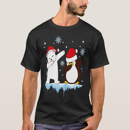 Dabbing Santa Elf Graphic Polarbear and Penguin Da T-shirt (Voorkant)