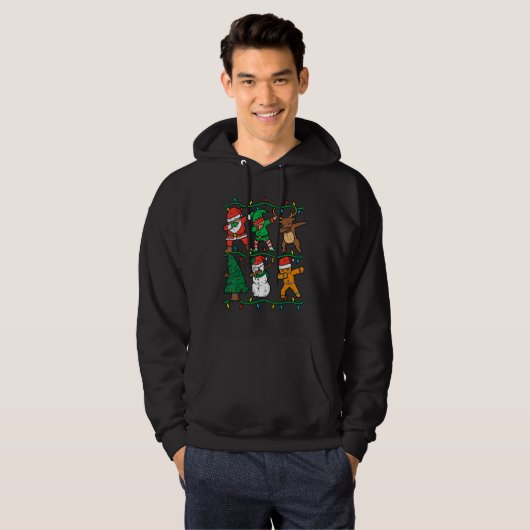 Dabbing Santa Elf Reindeer Dab Xmas PJs Christmas  Hoodie (Voorkant volledig)