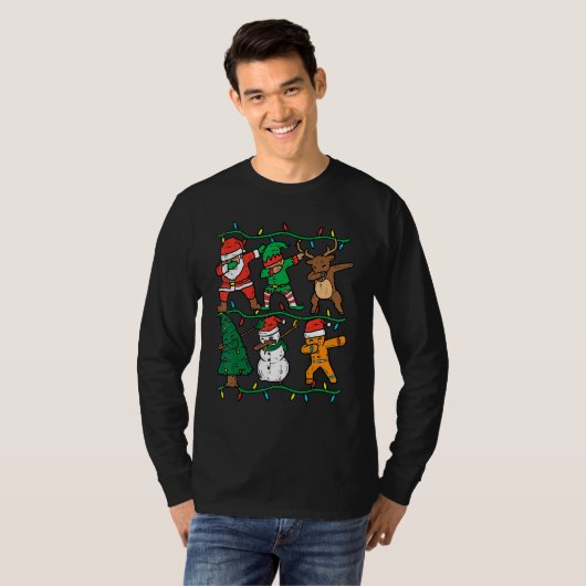 Dabbing Santa Elf Reindeer Dab Xmas PJs Christmas  T-shirt (Voorkant volledig)