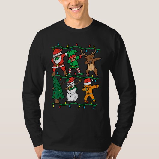Dabbing Santa Elf Reindeer Dab Xmas PJs Christmas  T-shirt (Voorkant)