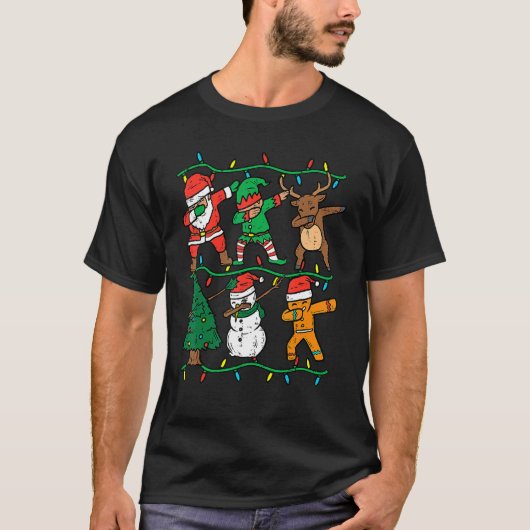 Dabbing Santa Elf Reindeer Dab Xmas PJs Christmas  T-shirt (Voorkant)