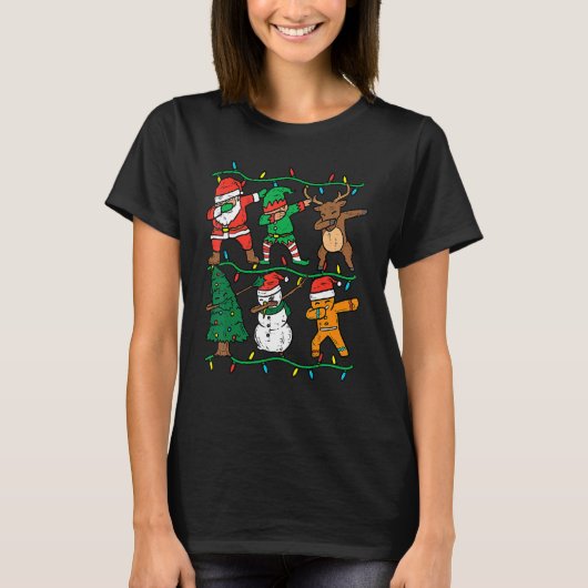 Dabbing Santa Elf Reindeer Dab Xmas PJs Christmas  T-shirt (Voorkant)
