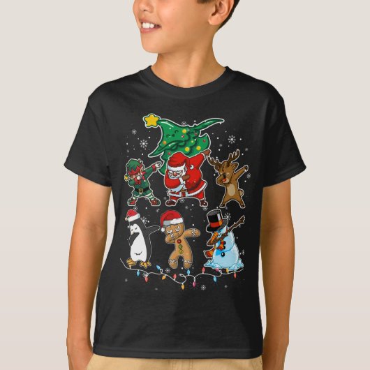 Dabbing Santa Elf Reindeer en Friends S T-shirt (Voorkant)