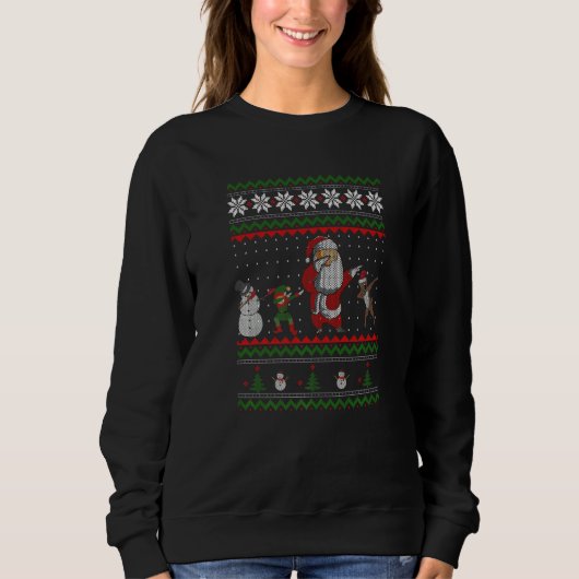 Dabbing Santa Elf Reindeer Snowman  Ugly Christmas Trui (Voorkant)