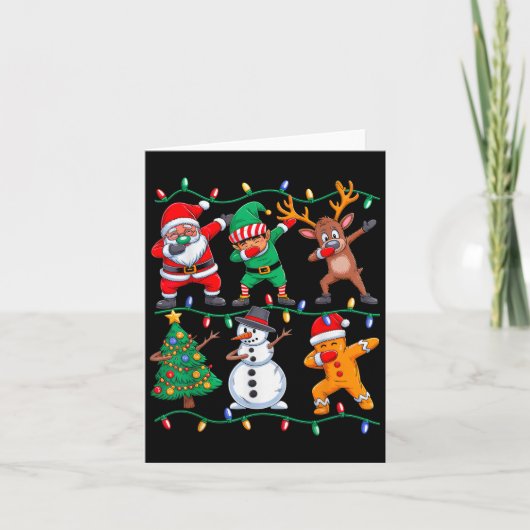 Dabbing Santa Elf Xmas Pjs Kerst Mannen Meisje Jou Kaart (Voorkant)