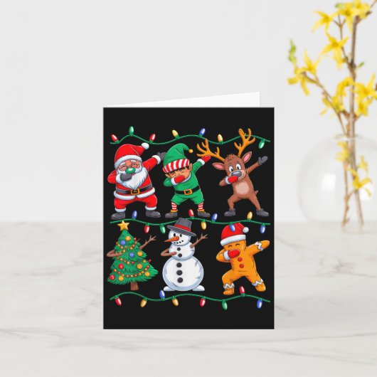 Dabbing Santa Elf Xmas Pjs Kerst Mannen Meisje Jou Kaart (Gele Bloem)