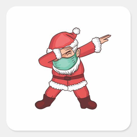 Dabbing Santa Face Mask Vierkante Sticker (Voorkant)