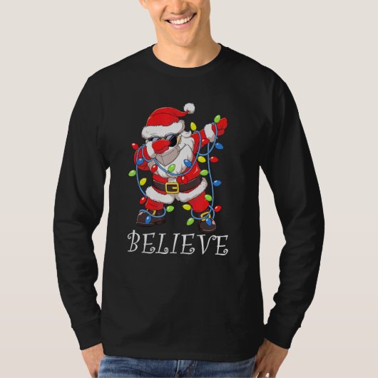 Dabbing Santa Facemask zonnebril Garland gelooft T-shirt (Voorkant)