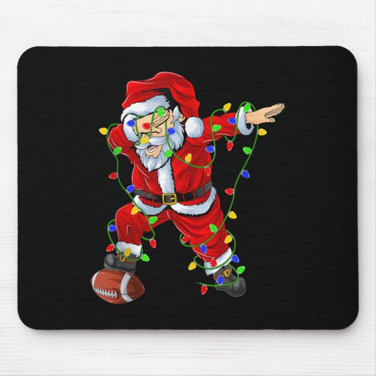 Dabbing Santa Football Christmas Lights Srty Playe Muismat (Voorkant)