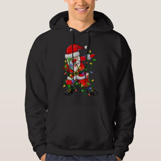 Dabbing Santa for Boys Girls Christmas Tree Lights Hoodie (Voorkant)