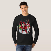 Dabbing Santa Friends Tree Buffalo Plays Kerstmis T-shirt (Voorkant volledig)