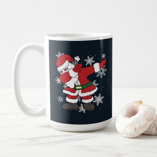 Dabbing Santa Funny Christmas Snow Koffiemok (Met donut)
