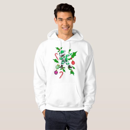 Dabbing Santa- Green & White Christmas Design  Hoodie (Voorkant volledig)