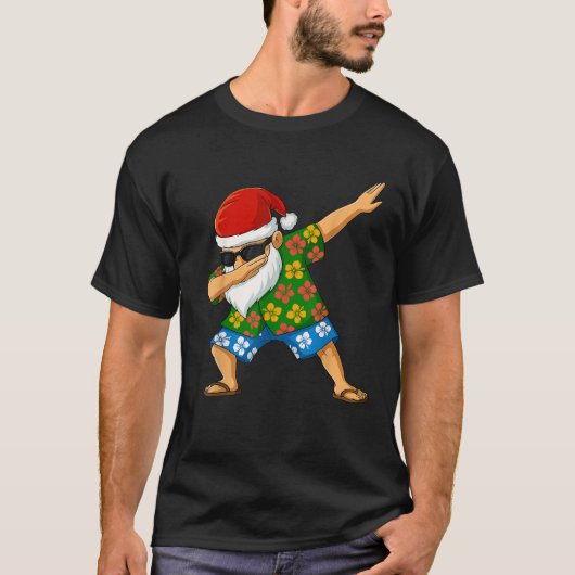 Dabbing Santa Hawaiian Beach Outfit Summer Christm T-shirt (Voorkant)