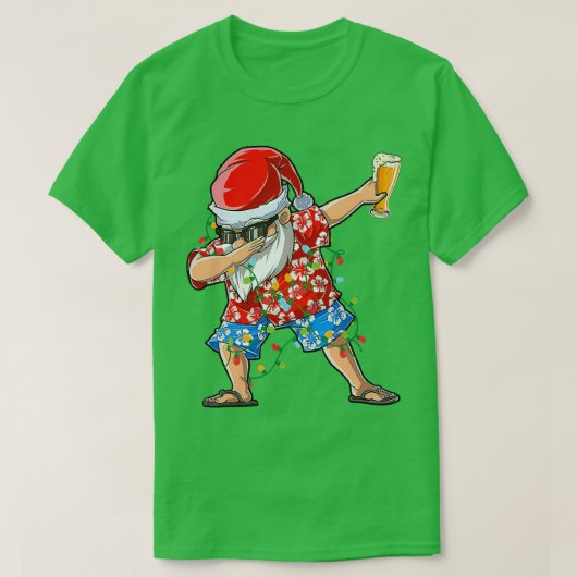 Dabbing Santa Hawaiian Xmas Beer T T-shirt (Design voorkant)