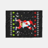 Dabbing Santa Hockey Ugly Christmas Sweater Xmas Fleece Deken (Voorkant (Horizontaal))