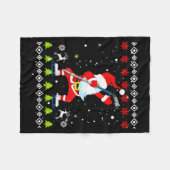 Dabbing Santa Hockey Ugly Christmas Sweater Xmas  Fleece Deken (Voorkant (Horizontaal))