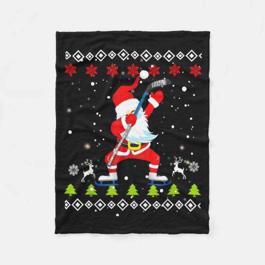 Dabbing Santa Hockey Ugly Christmas Sweater Xmas  Fleece Deken (Voorkant)