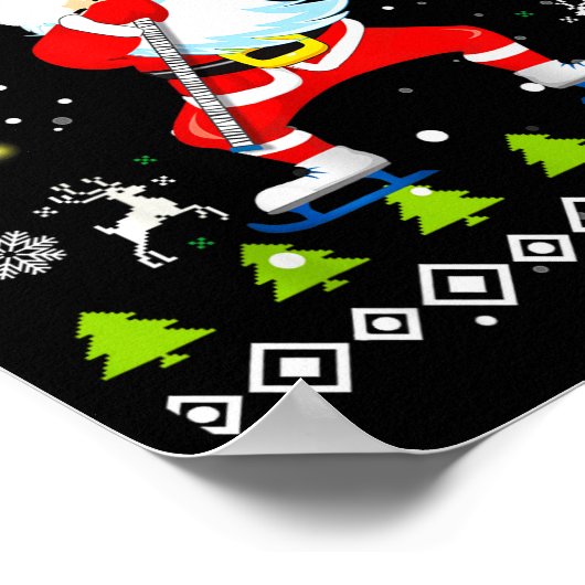 Dabbing Santa Hockey Ugly Christmas Sweater Xmas  Poster (Hoek)