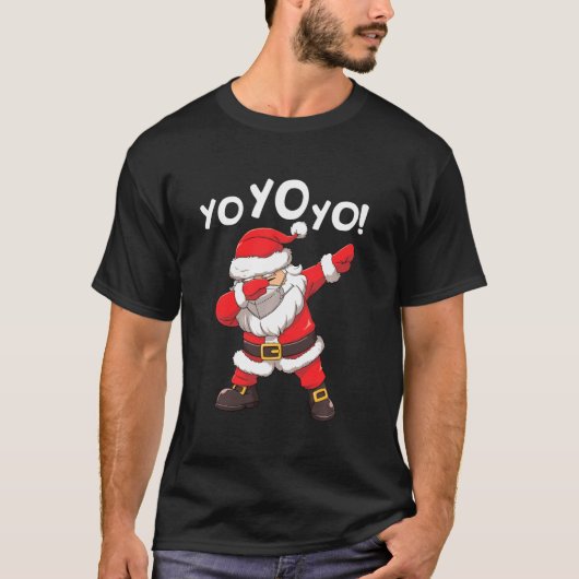 Dabbing Santa in Face Mask Yo Funny Christma T-shirt (Voorkant)