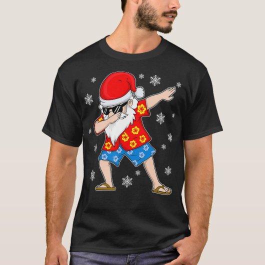 Dabbing Santa Kerstzomer Tropische Hawaiian X T-shirt (Voorkant)